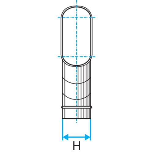 Oblong horizontal elbow: CHO 45°